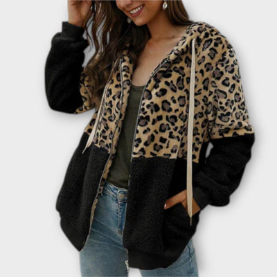 Lea - Fleece hoodie met luipaarddesign