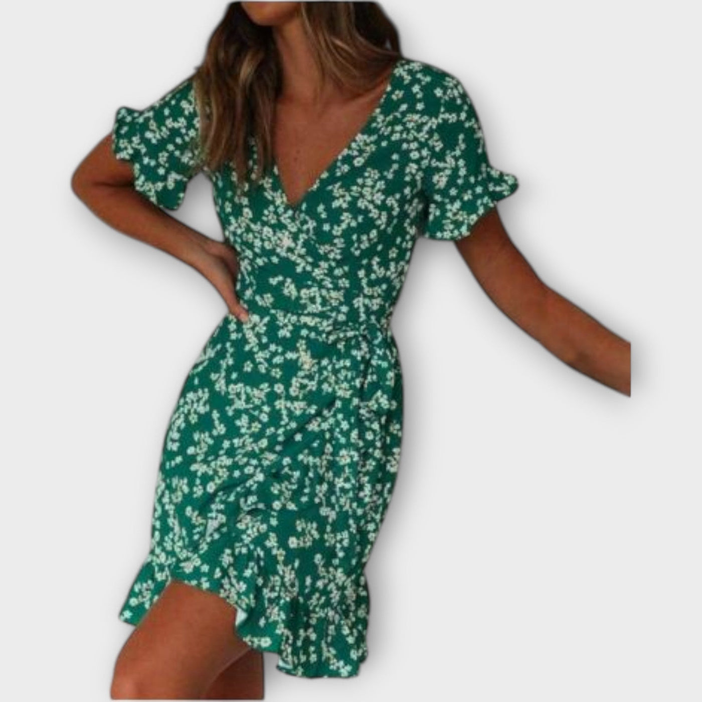 Nilsine - Korte Boho-jurk in Groen