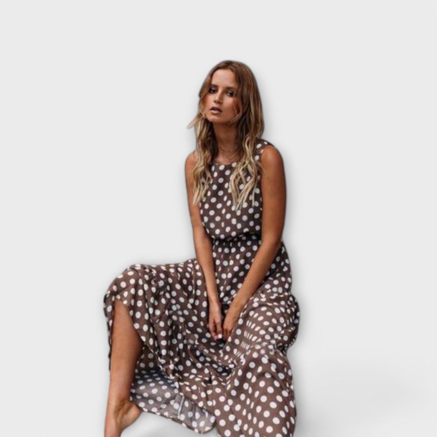 Danae - Boho-Midikleed met stippen