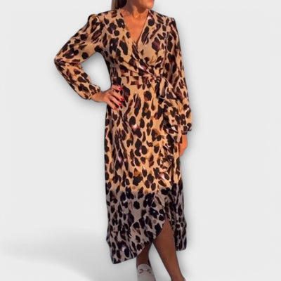 Casual leopardprint jurk met V-hals