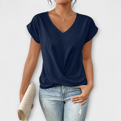 Eloise - V-hals Top met Knoopdetail