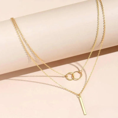 Retro Gouden Dubbele Cirkel Hanger Halsketting