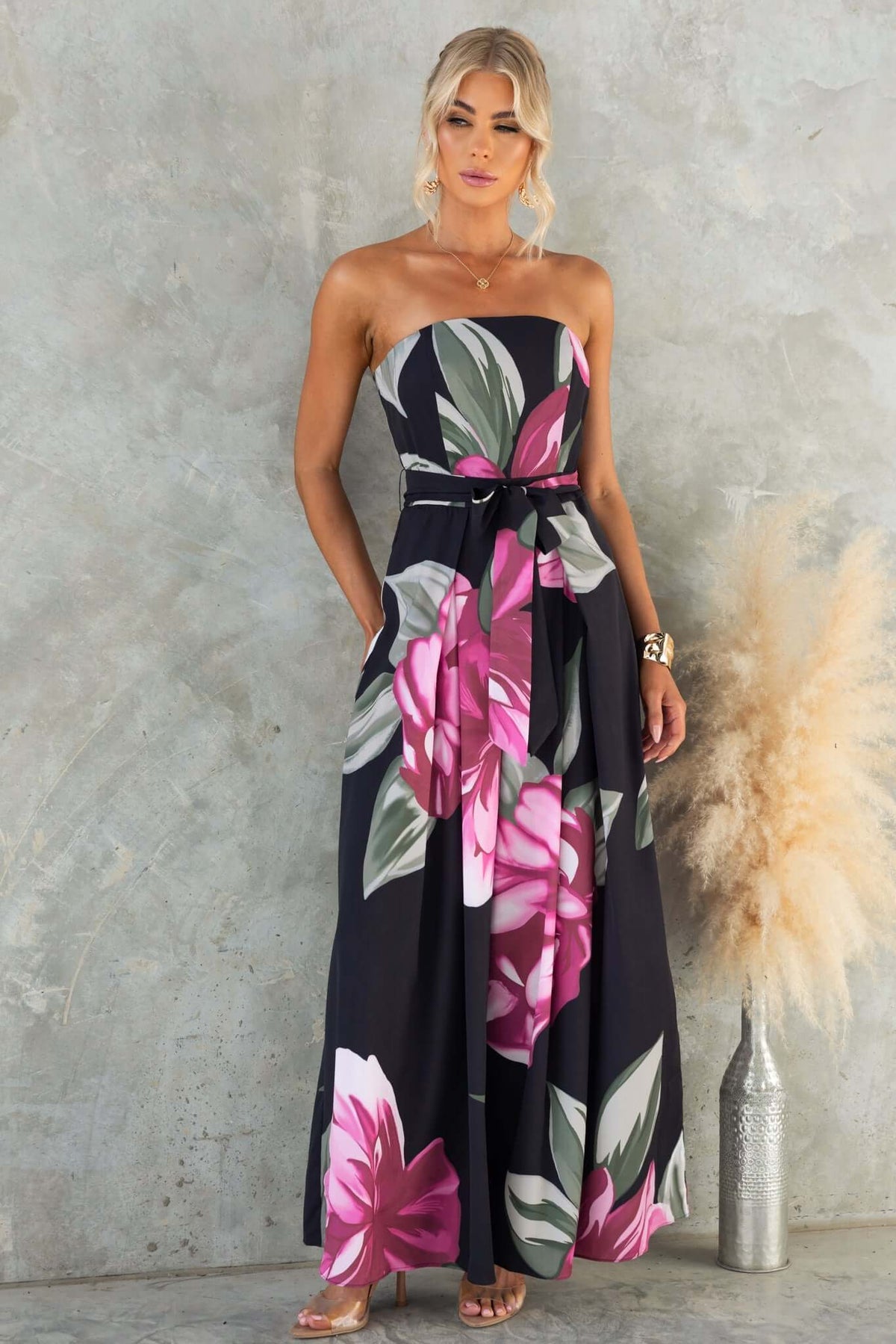 Luna - Bloemen Jumpsuit met Strik