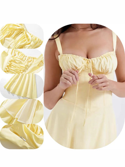 2025 Gerimpelde Bust Split Thigh Cami Zomerjurk
