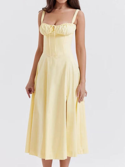 2025 Gerimpelde Bust Split Thigh Cami Zomerjurk