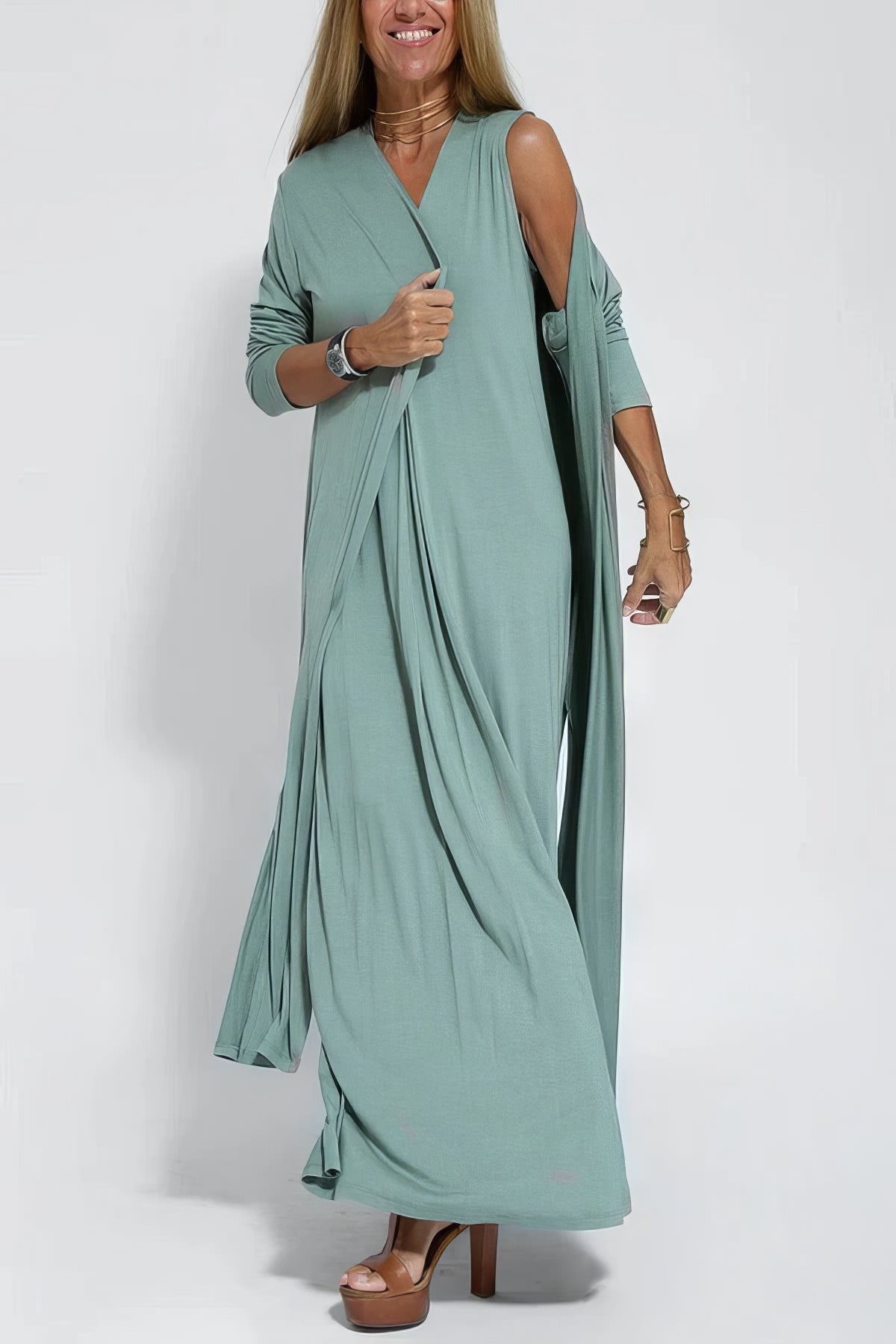 Serena | Lange Mouwen Jurk met Cardigan